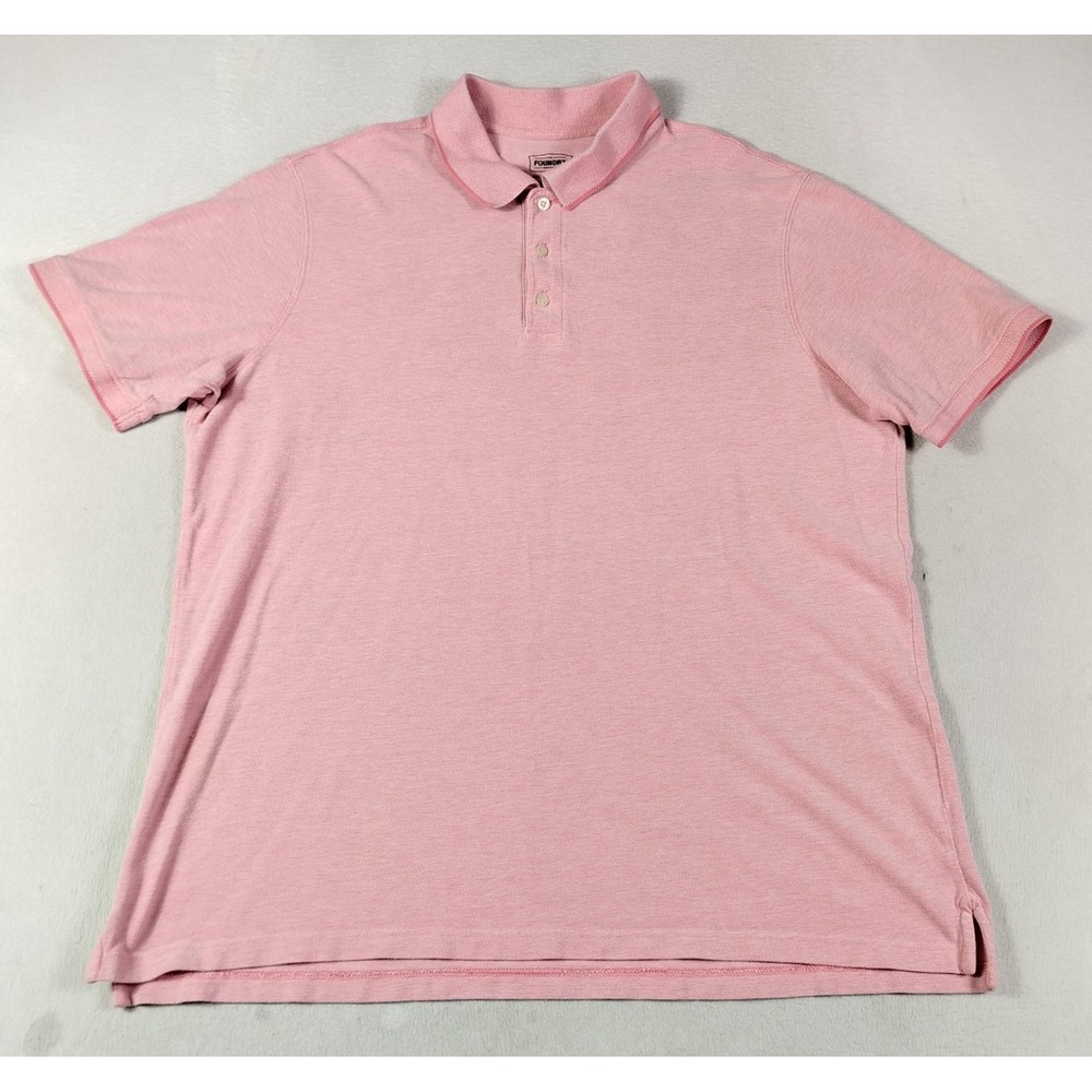 The Foundry Supply Co Polo Shirt Mens 2XL Pink Solid Big Tall Knit Cotton Casual